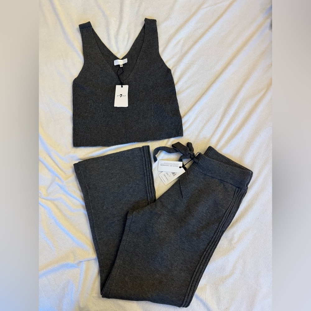 7 for all man kind cashmere blend knit set - pants and cami/tank
